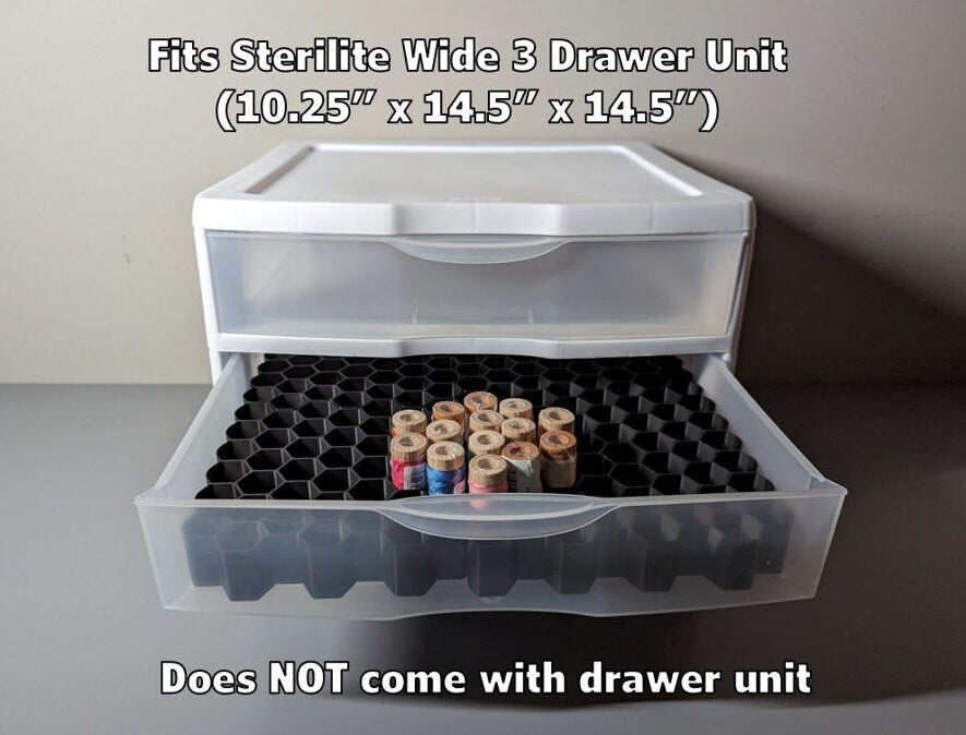 Thread and Embroidery Floss Organizer | Drawer Insert | Holds 187 Spools | 3/4" Spool Organizer
