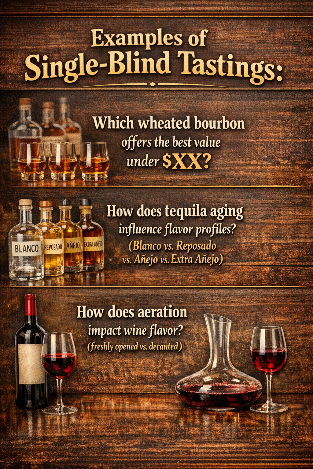 Rotating Blind Bourbon Tasting Board | Lazy Susan Whiskey Flight Spinner | Glencairn Glass Holder | Barware Organizer