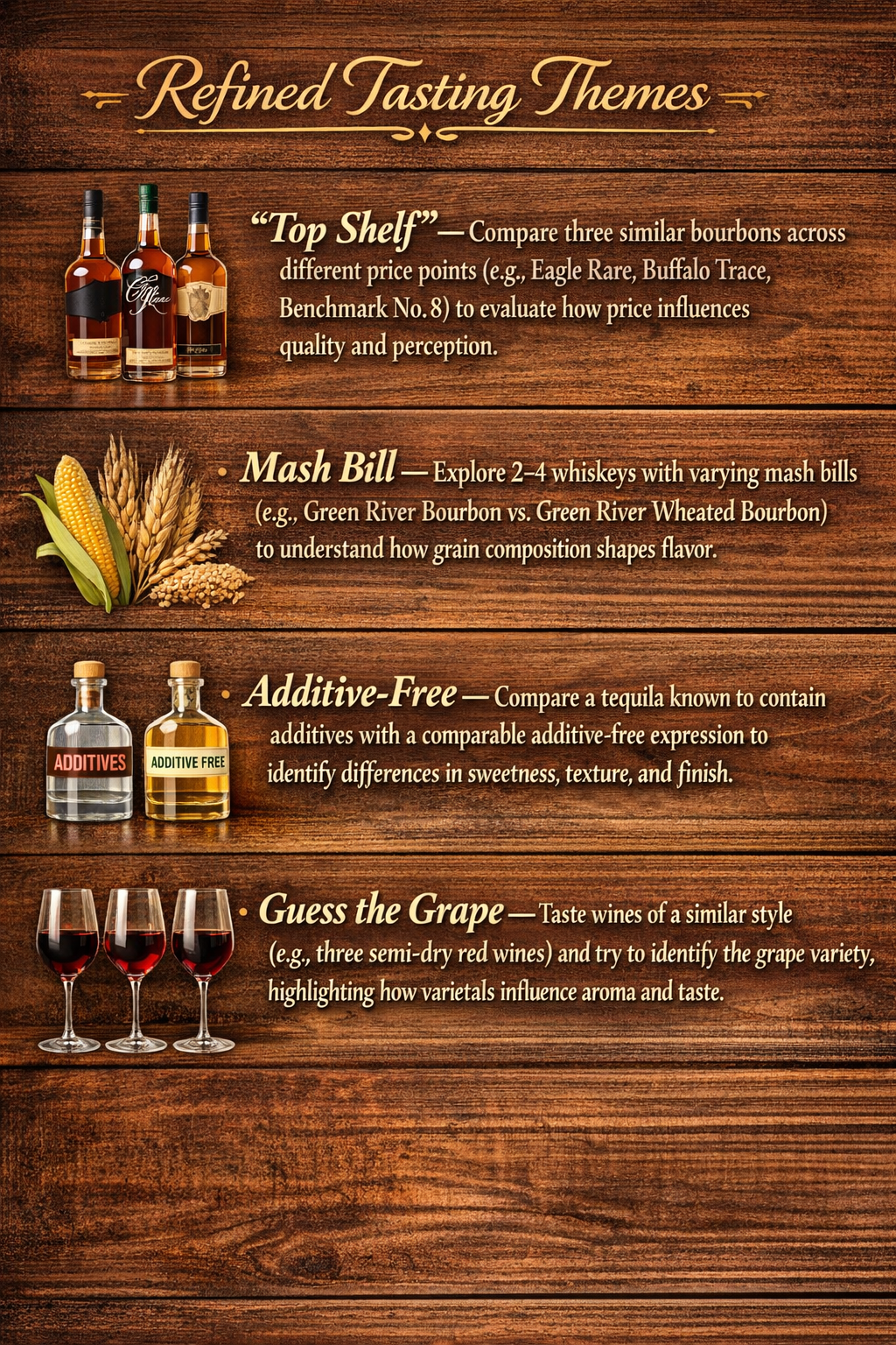 Rotating Blind Bourbon Tasting Board | Lazy Susan Whiskey Flight Spinner | Glencairn Glass Holder | Barware Organizer