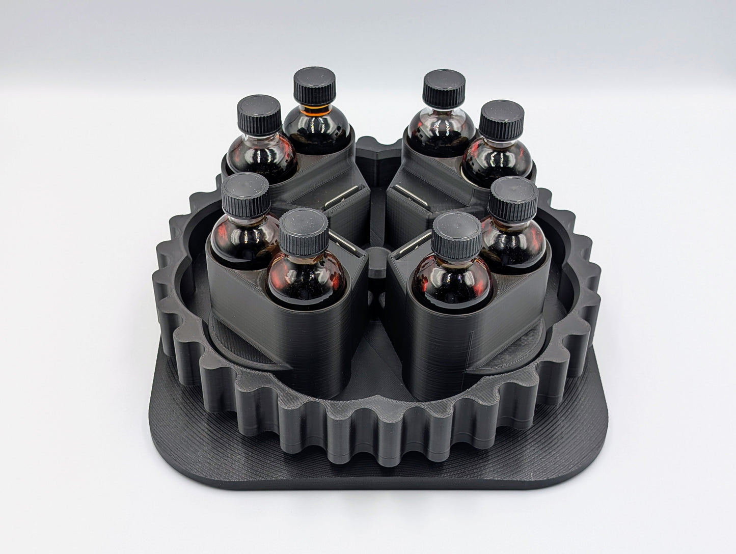Rotating Blind Bourbon Tasting Board | Lazy Susan Whiskey Flight Spinner | Glencairn Glass Holder | Barware Organizer