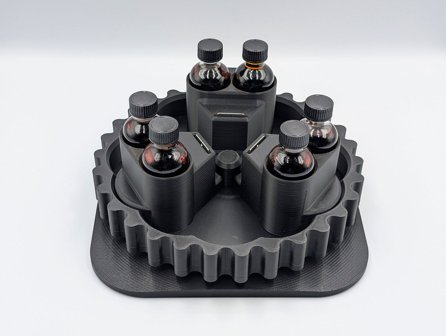 Rotating Blind Bourbon Tasting Board | Lazy Susan Whiskey Flight Spinner | Glencairn Glass Holder | Barware Organizer