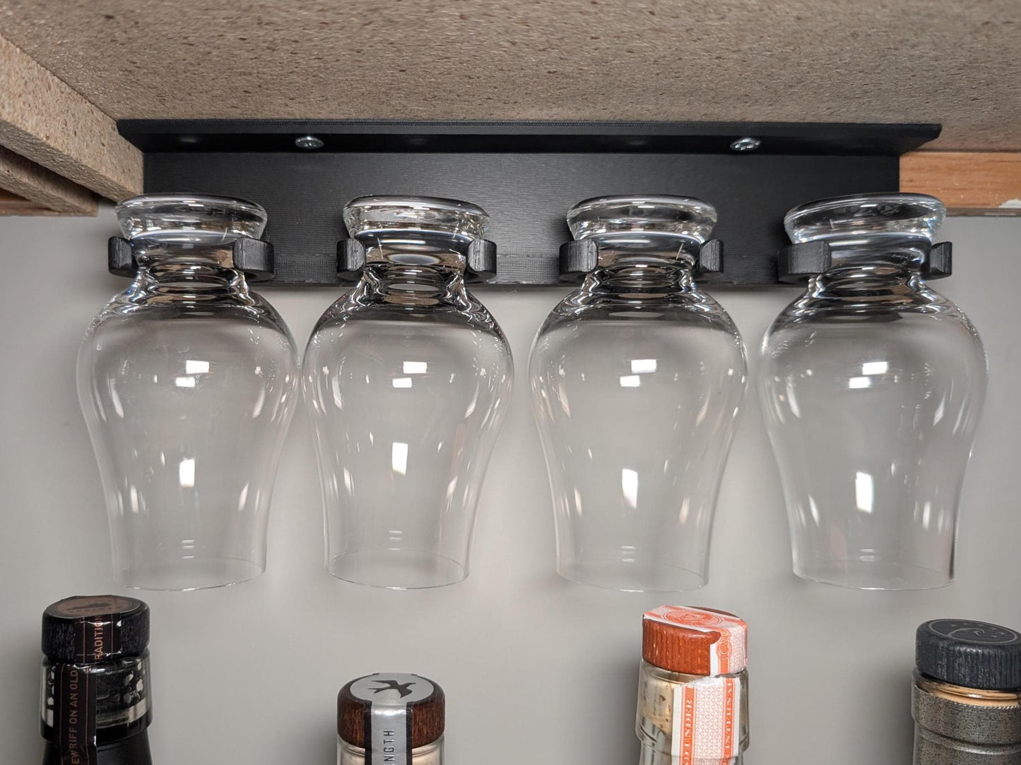 Glencairn and Kenzie Whiskey Glass Rack | Under-Cabinet Holder and Display Shelf | Bar Storage Organizer