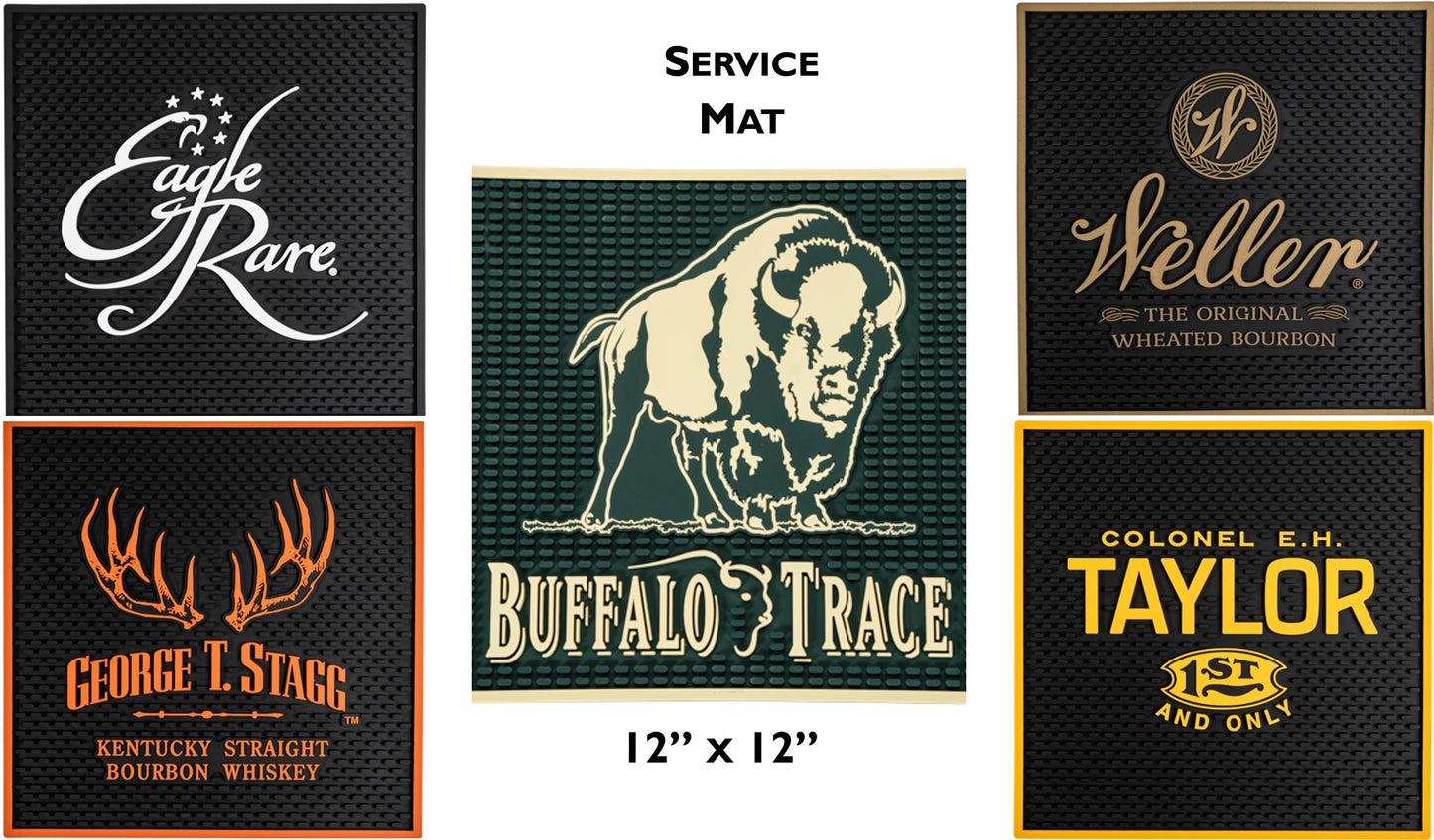 Service Bar Mat | Buffalo Trace | Eagle Rare | Weller | George T Stagg BTAC | Colonel E.H. Taylor | Home Bar | Barware gift | 12" x 12"