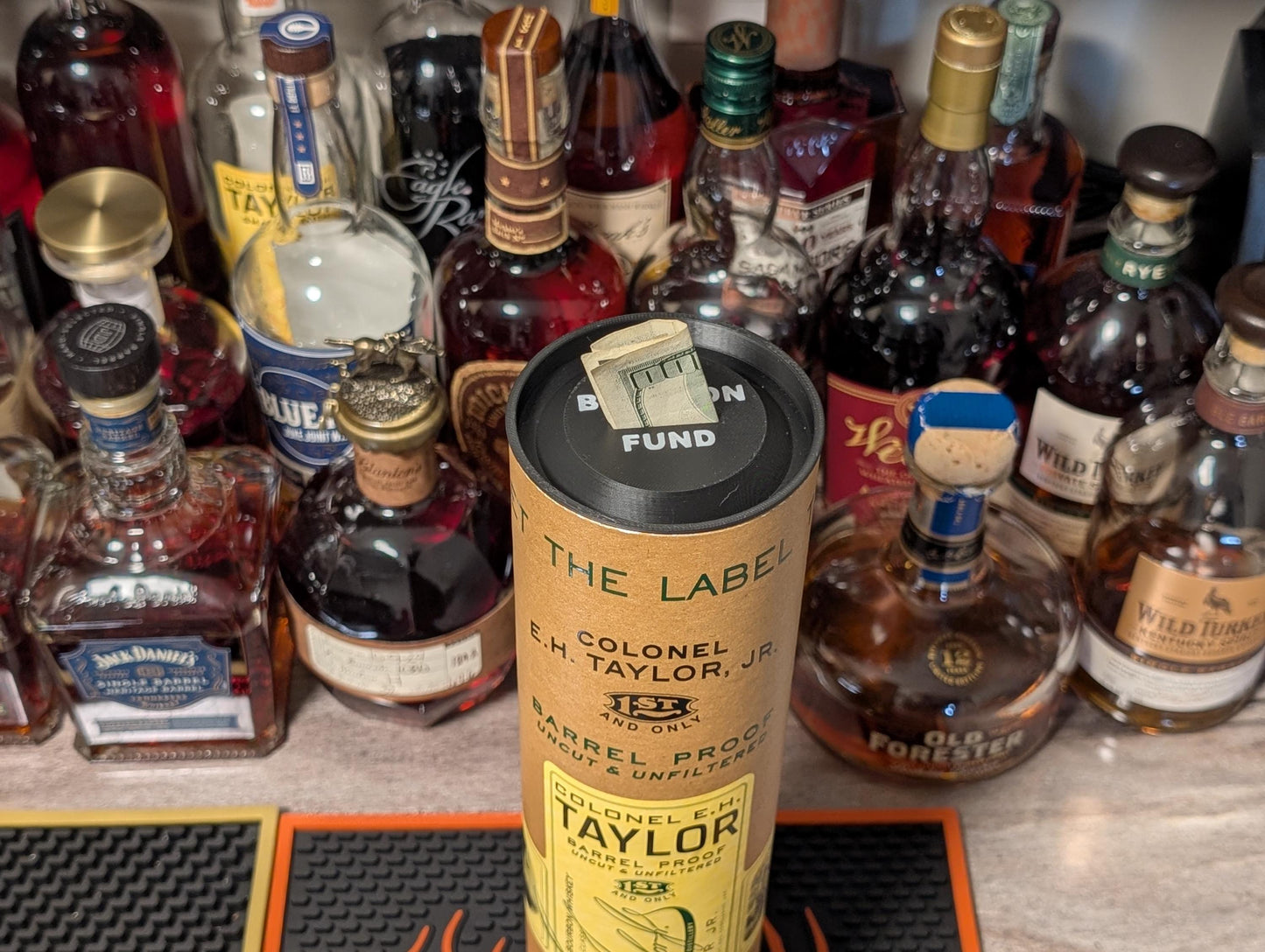 E.H. Taylor Bourbon Tube Coin Bank Lid | Whiskey Tube Coin Bank | Bourbon Collector Gift | Home Bar Decor | Whiskey Lover Gift