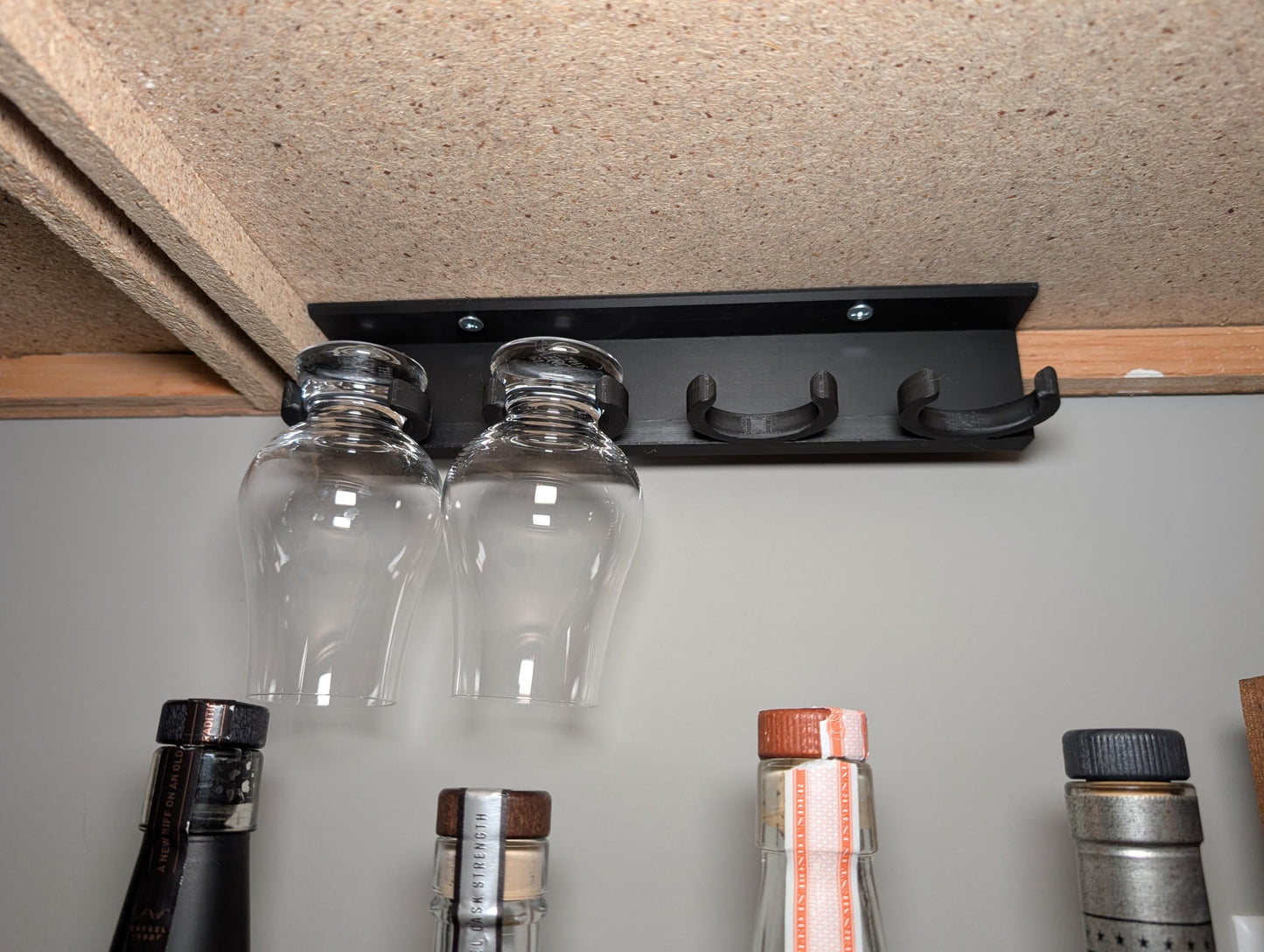 Glencairn and Kenzie Whiskey Glass Rack | Under-Cabinet Holder and Display Shelf | Bar Storage Organizer