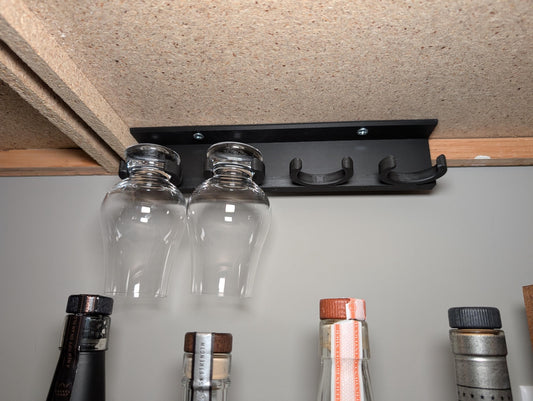 Glencairn and Kenzie Whiskey Glass Rack | Under-Cabinet Holder and Display Shelf | Bar Storage Organizer
