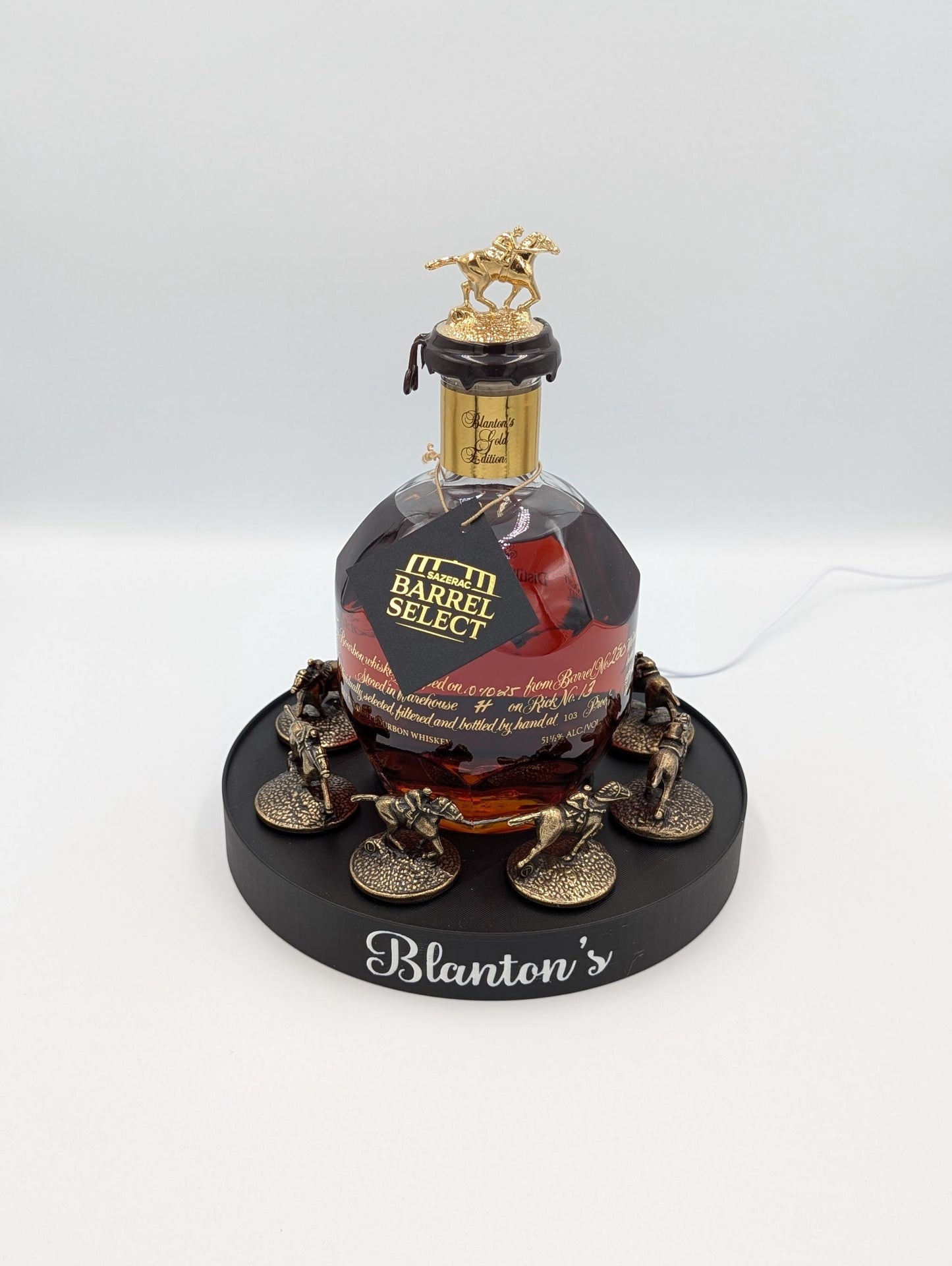 Lighted Blanton’s Cork Display with Remote | Fits Blanton’s Bourbon Bottle | Horse Cork Stopper Display | Handmade Bourbon Bar Decor