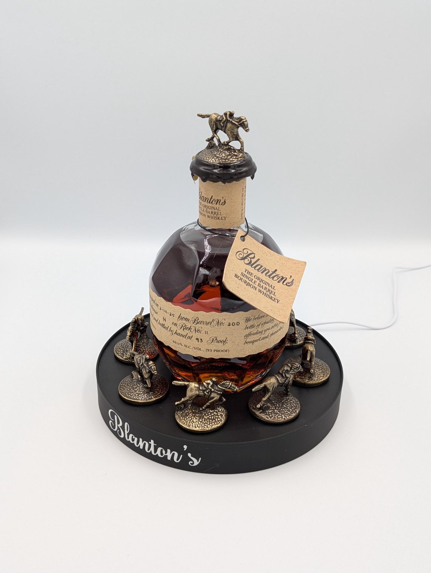 Lighted Blanton’s Cork Display with Remote | Fits Blanton’s Bourbon Bottle | Horse Cork Stopper Display | Handmade Bourbon Bar Decor
