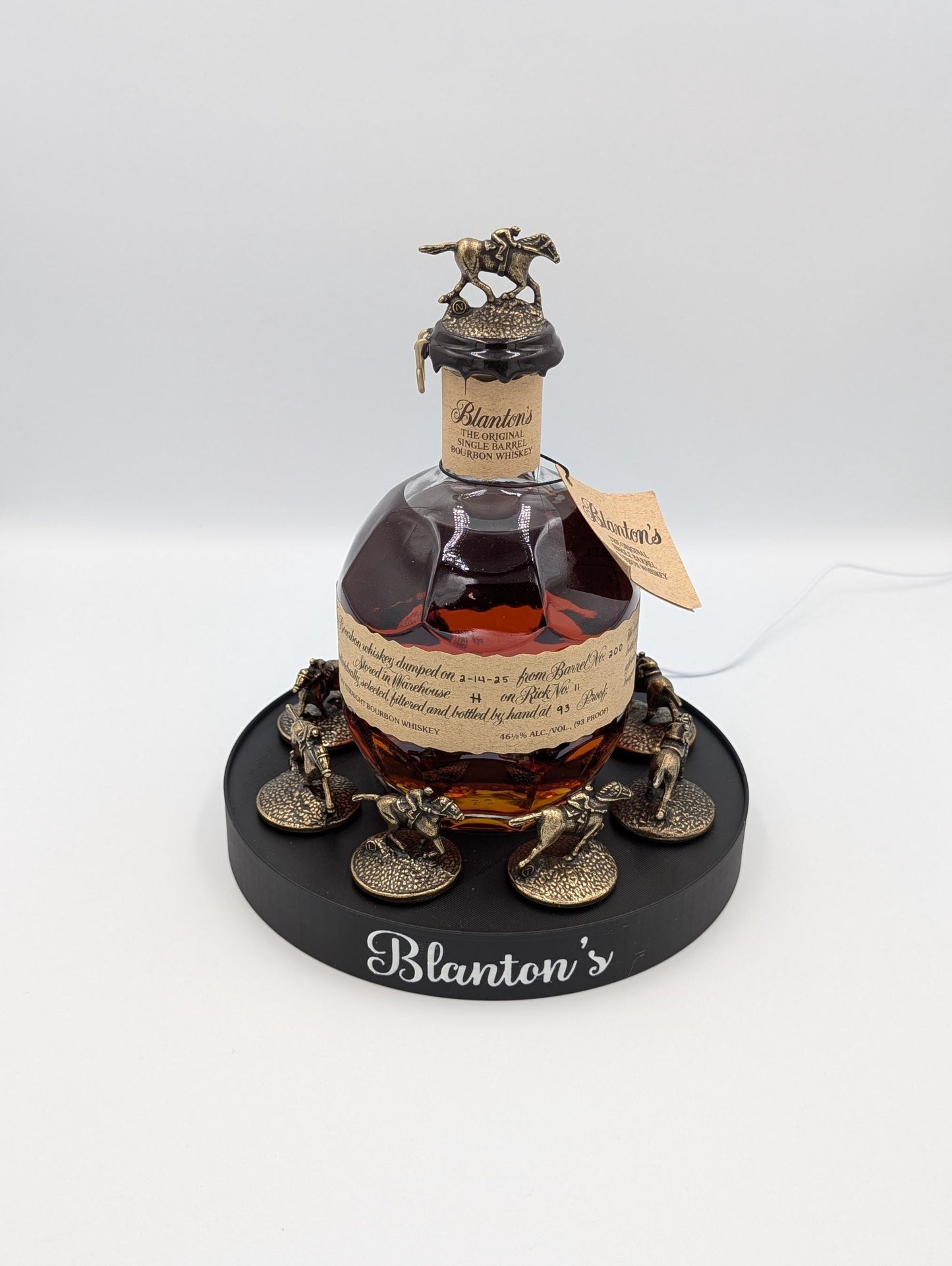 Lighted Blanton’s Cork Display with Remote | Fits Blanton’s Bourbon Bottle | Horse Cork Stopper Display | Handmade Bourbon Bar Decor