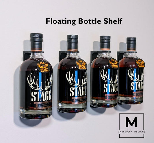 Stagg Jr Wall Mount Display | Floating 750ml Bourbon Bottle Shelf | Premium Home Bar Decor | Whiskey Lover Gift
