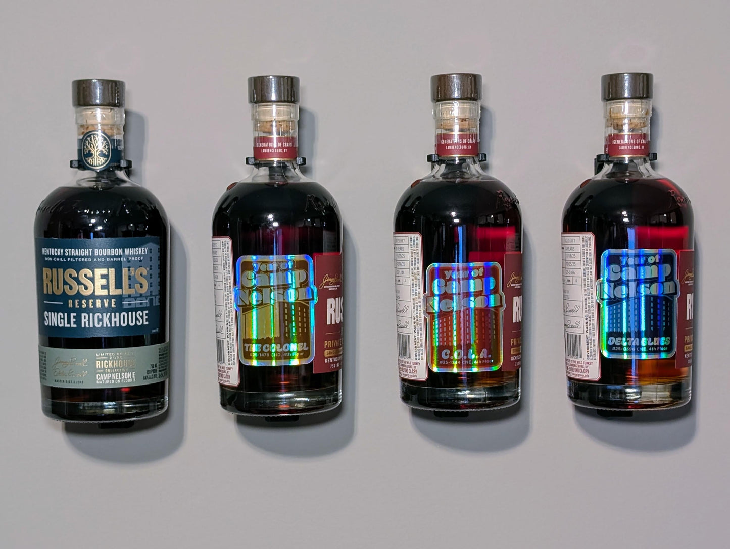 Russell’s Reserve 750ml Bourbon Display Shelf | Floating Whiskey Bottle Wall Mount | Home Bar Decor | Bourbon Lover Gift | Collector Display
