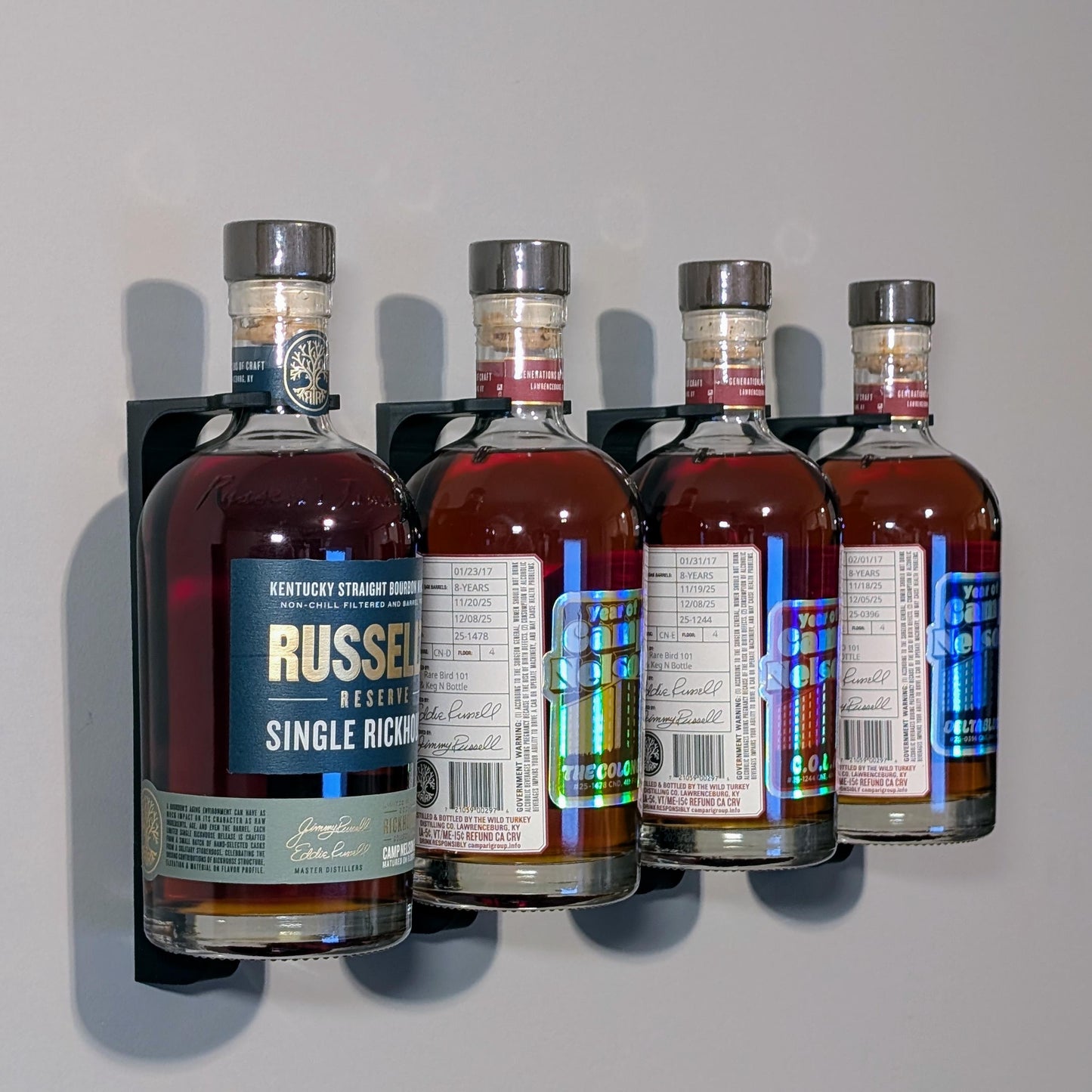 Russell’s Reserve 750ml Bourbon Display Shelf | Floating Whiskey Bottle Wall Mount | Home Bar Decor | Bourbon Lover Gift | Collector Display